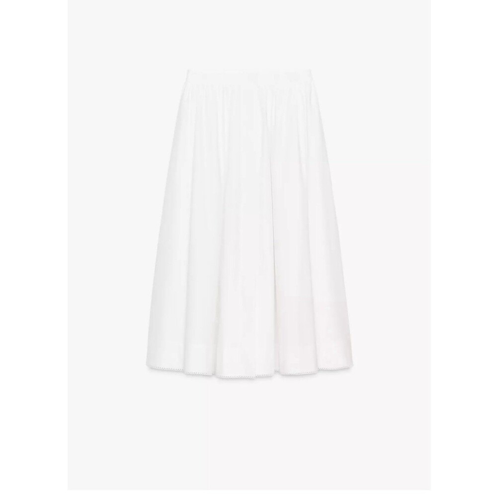 Zara 100% Cotton Poplin Midi Skirt Sz XS White - Picture 11 of 11